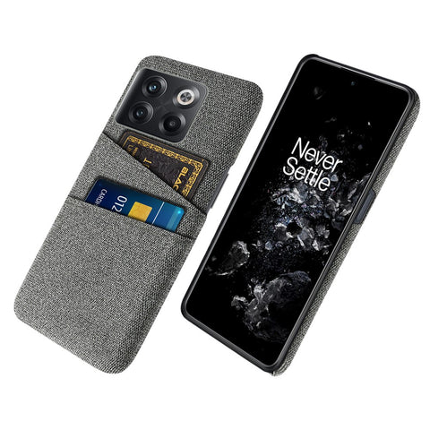 For OnePlus 10T 5G / Ace Pro 5G Hard PC Phone Case Dual Card Holder Cloth Texture Smartphone Phone Cover