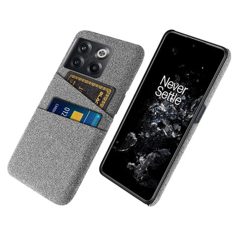 For OnePlus 10T 5G / Ace Pro 5G Hard PC Phone Case Dual Card Holder Cloth Texture Smartphone Phone Cover