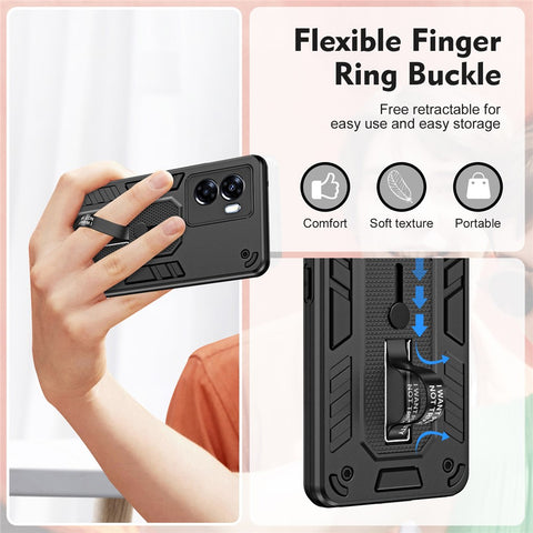 For Oppo A57 4G / A57s 4G / A77 4G / A77s 4G / A57e 4G Hidden Kickstand Phone Case PC + TPU Shockproof Back Cover