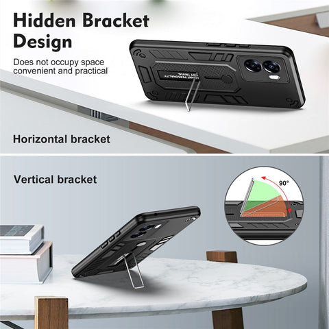 For Oppo A57 4G / A57s 4G / A77 4G / A77s 4G / A57e 4G Hidden Kickstand Phone Case PC + TPU Shockproof Back Cover