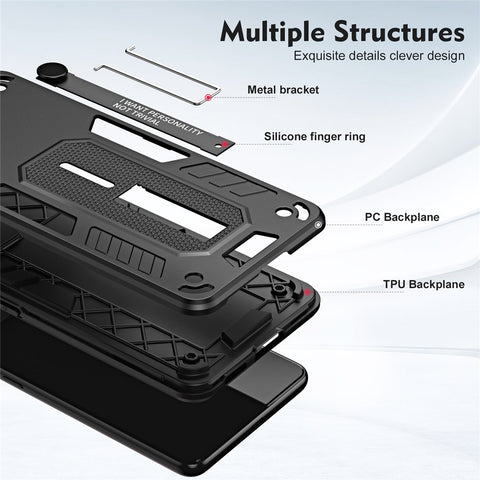 For Oppo A57 4G / A57s 4G / A77 4G / A77s 4G / A57e 4G Hidden Kickstand Phone Case PC + TPU Shockproof Back Cover