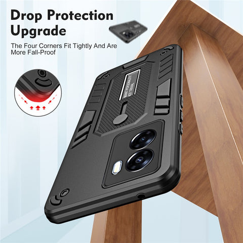 For Oppo A57 4G / A57s 4G / A77 4G / A77s 4G / A57e 4G Hidden Kickstand Phone Case PC + TPU Shockproof Back Cover