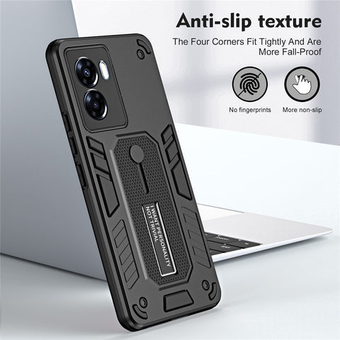For Oppo A57 4G / A57s 4G / A77 4G / A77s 4G / A57e 4G Hidden Kickstand Phone Case PC + TPU Shockproof Back Cover