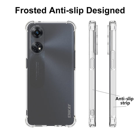 ENKAY HAT PRINCE For Oppo Reno8 T 4G Clear TPU Back Cover Phone Case with Anti-slip Strip Edge