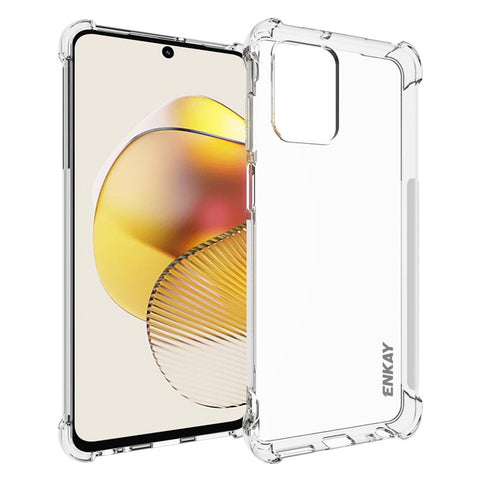 ENKAY HAT PRINCE For Motorola Moto G73 5G Thickened Corners Phone Cover Anti-slip Strip Edge TPU Clear Phone Case