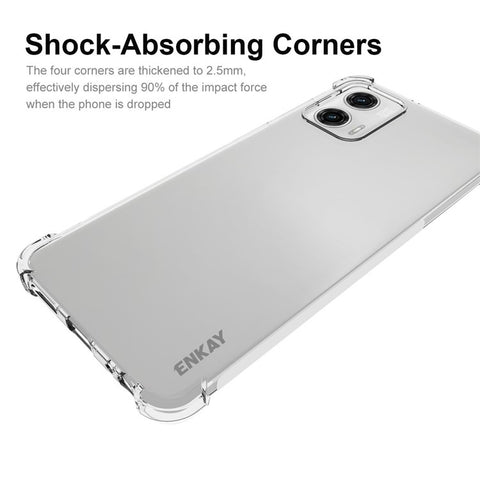 ENKAY HAT PRINCE For Motorola Moto G73 5G Thickened Corners Phone Cover Anti-slip Strip Edge TPU Clear Phone Case