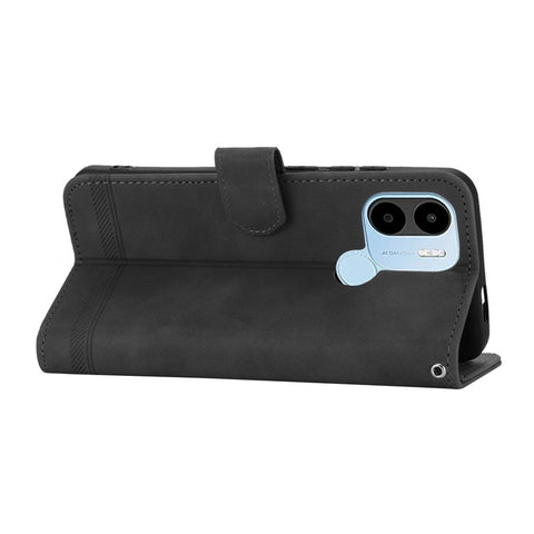 DIERFENG DF-03 for Xiaomi Redmi A1+ 4G / A2+ 4G / Poco C50 4G Leather Phone Case Lines Imprinted Phone Cover with Wallet Stand