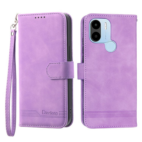 DIERFENG DF-03 for Xiaomi Redmi A1+ 4G / A2+ 4G / Poco C50 4G Leather Phone Case Lines Imprinted Phone Cover with Wallet Stand