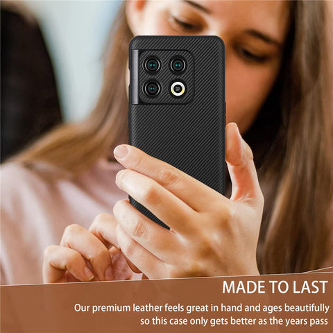 VILI TC Series for OnePlus 10 Pro 5G Shockproof Case Phone Back Cover Textured Leather Coated TPU Phone Case
