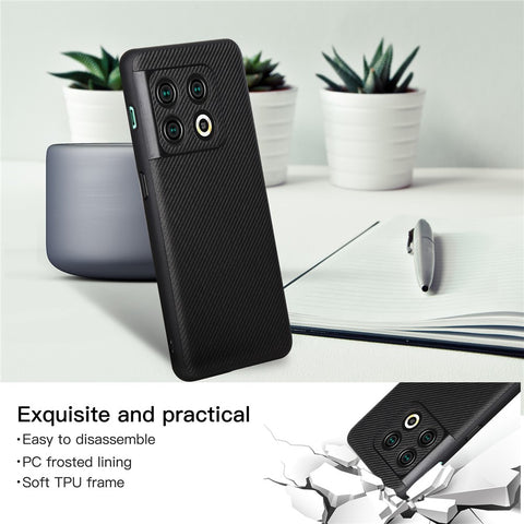 VILI TC Series for OnePlus 10 Pro 5G Shockproof Case Phone Back Cover Textured Leather Coated TPU Phone Case