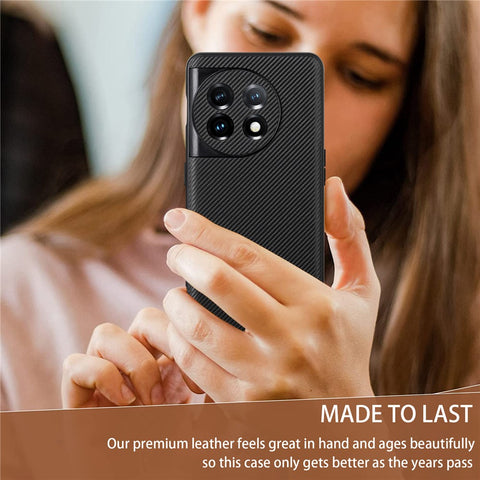 VILI TC Series for OnePlus 11 5G Shockproof Case Phone Back Cover Textured Leather Coated TPU Phone Case