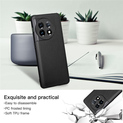 VILI TC Series for OnePlus 11 5G Shockproof Case Phone Back Cover Textured Leather Coated TPU Phone Case