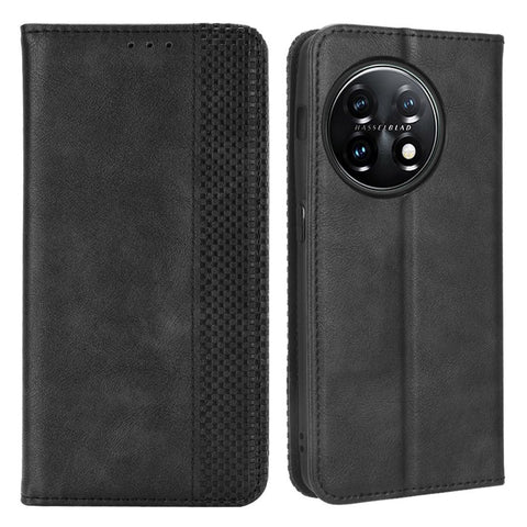 For OnePlus 11R 5G / Ace 2 5G PU Leather Wallet Phone Case Retro Magnetic Closing Stand Cover
