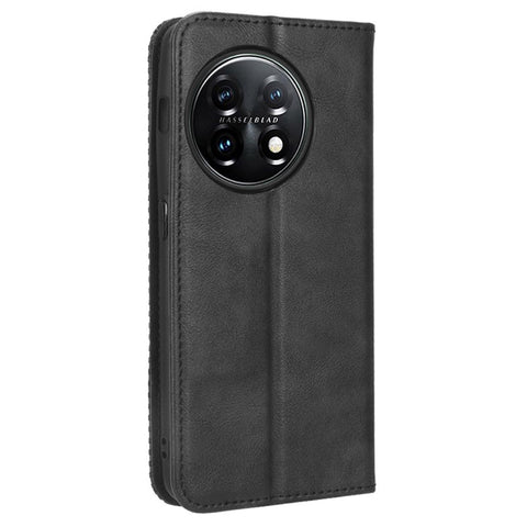 For OnePlus 11R 5G / Ace 2 5G PU Leather Wallet Phone Case Retro Magnetic Closing Stand Cover