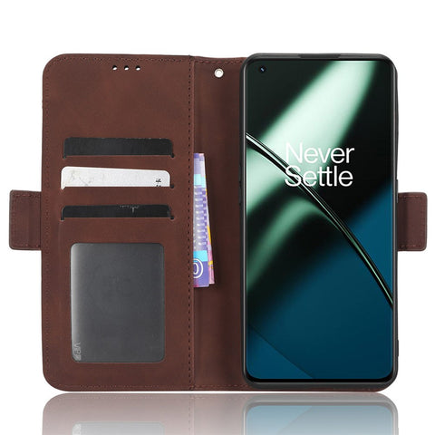 For OnePlus 11R 5G / Ace 2 5G PU Leather Stand Cover Multiple Card Slots Phone Wallet Case