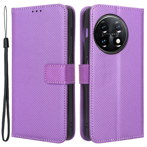 For OnePlus 11R 5G / Ace 2 5G Diamond Texture Stand Cover PU Leather Wallet Shockproof Phone Case