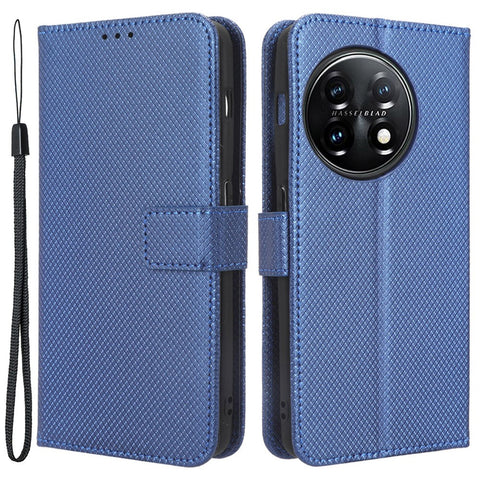 For OnePlus 11R 5G / Ace 2 5G Diamond Texture Stand Cover PU Leather Wallet Shockproof Phone Case