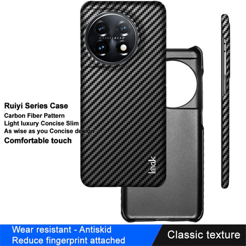 IMAK Ruiyi Series for OnePlus 11 5G Carbon Fiber Texture Phone Case Leather Coated PC Anti-drop Phone Cover