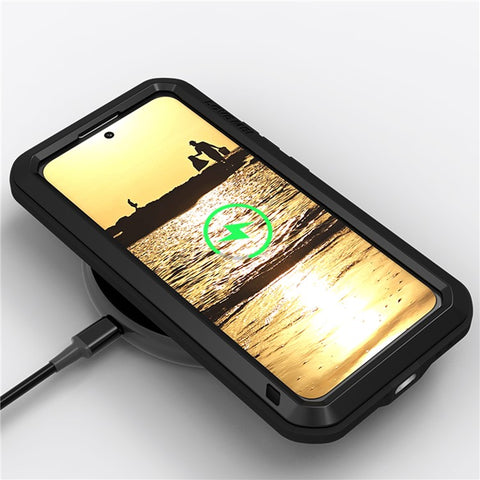 LOVE MEI For Xiaomi 13 5G Anti-drop Phone Case with Tempered Glass Film Silicone+Metal Cover