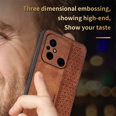 AZNS For Xiaomi Redmi 11A 4G / 12C 4G Phone Case Imprinted Leather Coated TPU Protective Phone Cover