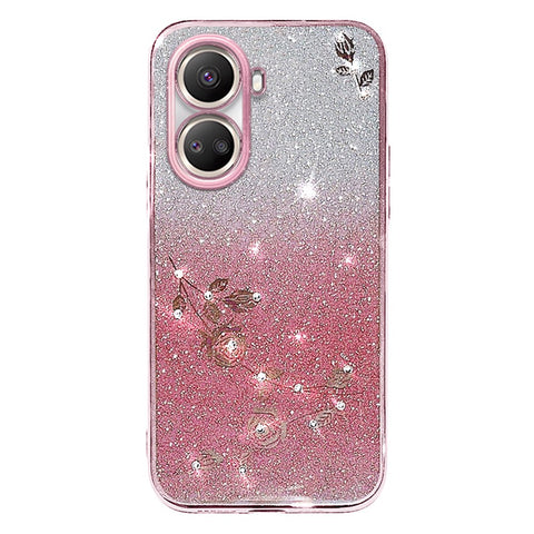 KADEM For Huawei nova 10 SE 4G Gradient Glitter Cell Phone Case Flower Rhinestone Decor Soft TPU Cover