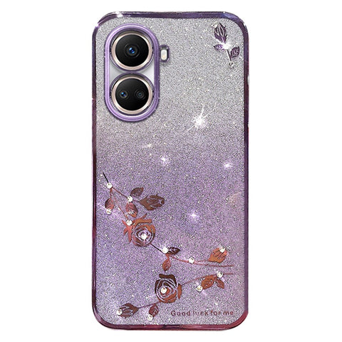 KADEM For Huawei nova 10 SE 4G Gradient Glitter Cell Phone Case Flower Rhinestone Decor Soft TPU Cover