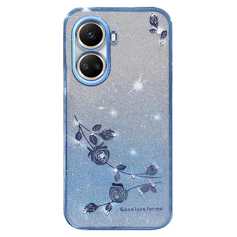KADEM For Huawei nova 10 SE 4G Gradient Glitter Cell Phone Case Flower Rhinestone Decor Soft TPU Cover