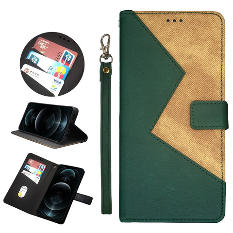 IDEWEI For Oppo A78 5G Leather Card Holder Phone Case Color Splicing Shockproof Stand Cover
