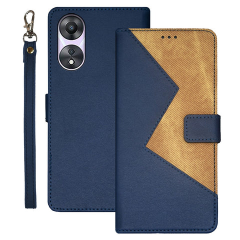 IDEWEI For Oppo A78 5G Leather Card Holder Phone Case Color Splicing Shockproof Stand Cover