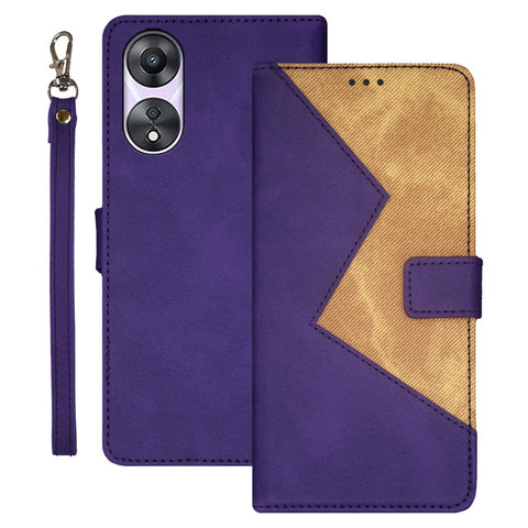 IDEWEI For Oppo A78 5G Leather Card Holder Phone Case Color Splicing Shockproof Stand Cover