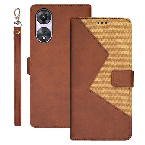 IDEWEI For Oppo A78 5G Leather Card Holder Phone Case Color Splicing Shockproof Stand Cover