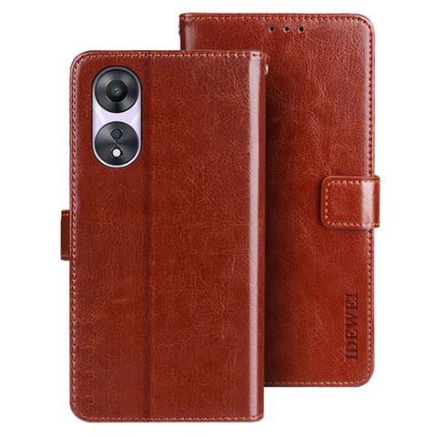 IDEWEI For Oppo A78 5G Phone Case Crazy Horse Texture PU Leather Wallet Flip Stand Cover