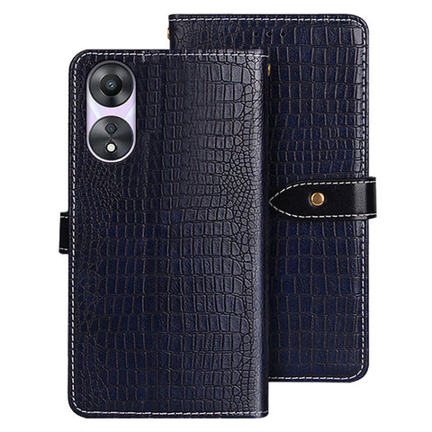 IDEWEI For Oppo A78 5G Leather Wallet Anti-drop Cover Crocodile Texture Folding Stand Phone Case