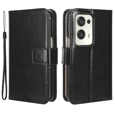 For Oppo Find N2 5G PU Leather Wallet Phone Case Crazy Horse Texture Folding Stand Anti-drop Cover