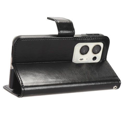 For Oppo Find N2 5G PU Leather Wallet Phone Case Crazy Horse Texture Folding Stand Anti-drop Cover
