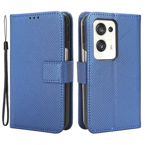 For Oppo Find N2 5G PU Leather Wallet Case Diamond Texture Flip Stand Shockproof Cover