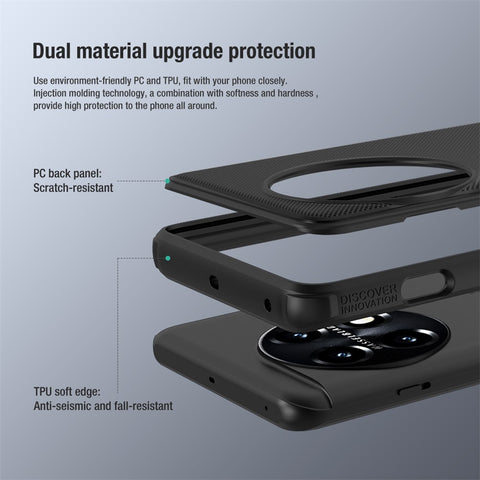 NILLKIN Super Frosted Shield Pro for OnePlus 11 5G Cell Phone Case  Matte Finish PC+TPU Protection Cover