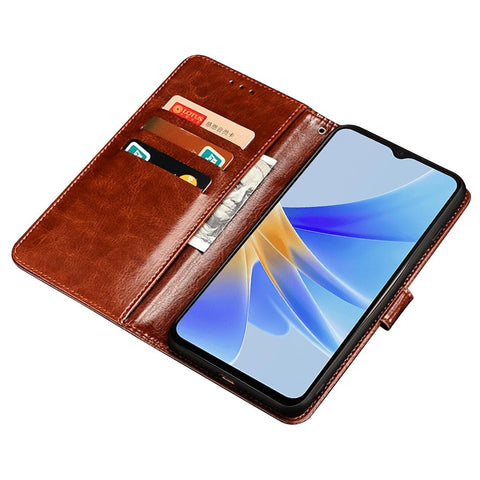 IDEWEI For Oppo Reno8 T 4G PU Leather+TPU Wallet Phone Cover Stand Phone Case Crazy Horse Texture Shell