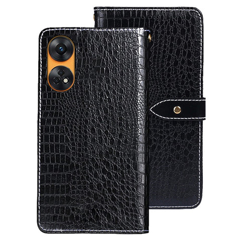 IDEWEI For Oppo Reno8 T 4G Wallet Flip Phone Case PU Leather+TPU Crocodile Texture Stand Phone Cover