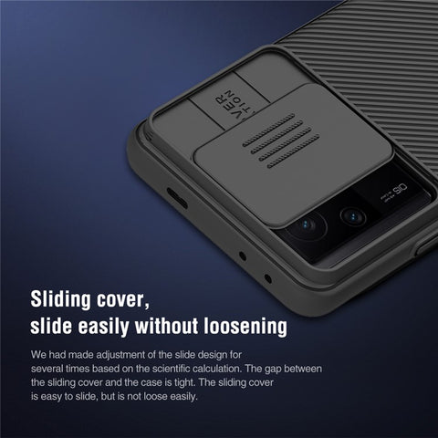 NILLKIN CamShield for Xiaomi Redmi K60E 5G Hard PC Phone Case Anti-drop Cover with Slide Lens Protection