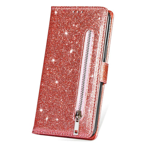 For Xiaomi Poco X5 Pro 5G / Redmi Note 12 Pro Speed 5G / Note 12 Pro 5G Glittery Phone Case PU Leather Zippered Wallet Cover