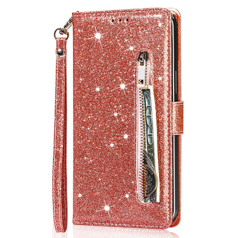 For Xiaomi Poco X5 Pro 5G / Redmi Note 12 Pro Speed 5G / Note 12 Pro 5G Glittery Phone Case PU Leather Zippered Wallet Cover