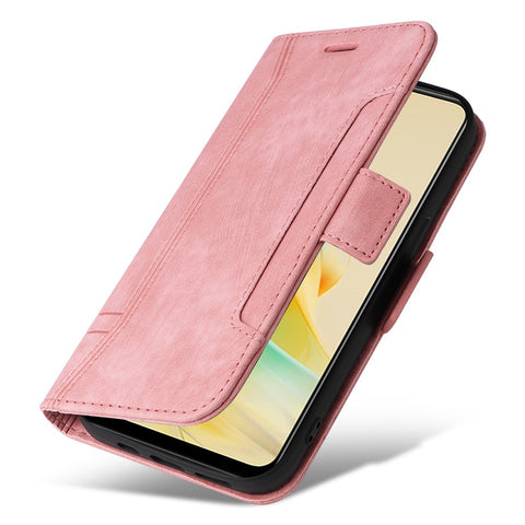 BETOPNICE 001 Phone Case for Oppo Reno8 T 4G , Stitching Imprinted Line PU Leather Cover Wallet Stand