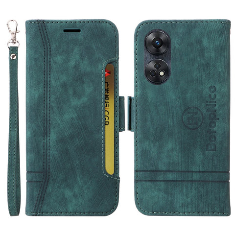 BETOPNICE 001 Phone Case for Oppo Reno8 T 4G , Stitching Imprinted Line PU Leather Cover Wallet Stand