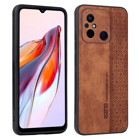 AZNS Anti-slip Phone Case for Xiaomi Poco C55 4G , Imprinted Leather Coated TPU Smartphone Cover