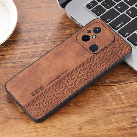 AZNS Anti-slip Phone Case for Xiaomi Poco C55 4G , Imprinted Leather Coated TPU Smartphone Cover