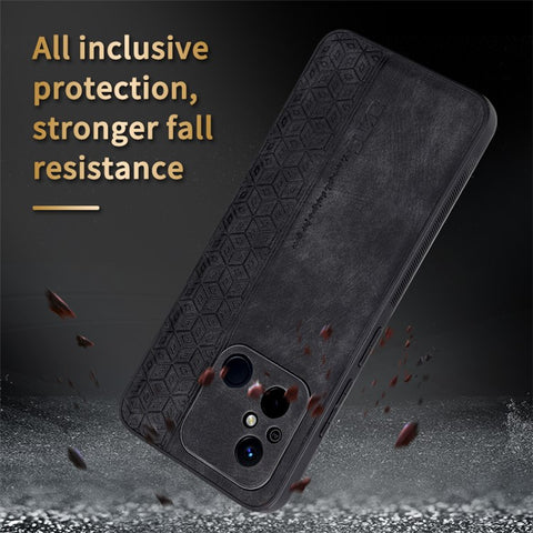AZNS Anti-slip Phone Case for Xiaomi Poco C55 4G , Imprinted Leather Coated TPU Smartphone Cover