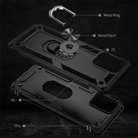 For Motorola Edge+ (2023) Phone Case Ring Holder Kickstand PC+TPU Anti-drop Cover