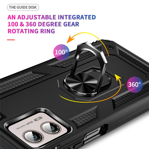 For Motorola Edge+ (2023) Phone Case Ring Holder Kickstand PC+TPU Anti-drop Cover
