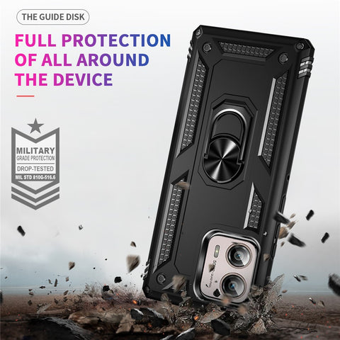 For Motorola Edge+ (2023) Phone Case Ring Holder Kickstand PC+TPU Anti-drop Cover
